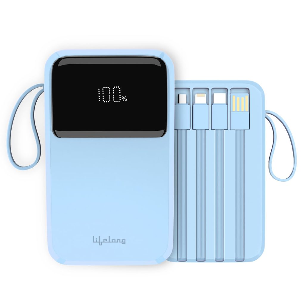 Lifelong Electronics 20000mAh Power Bank - Built-in Cables, 6 Outputs