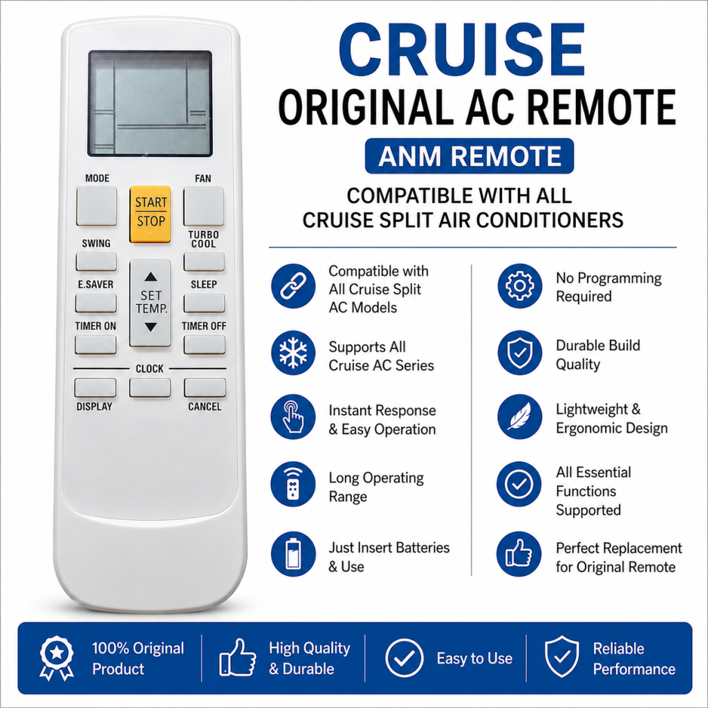 Cruise Original AC Remote – ANM Remote Compatible with All Cruise Split Air Conditioners