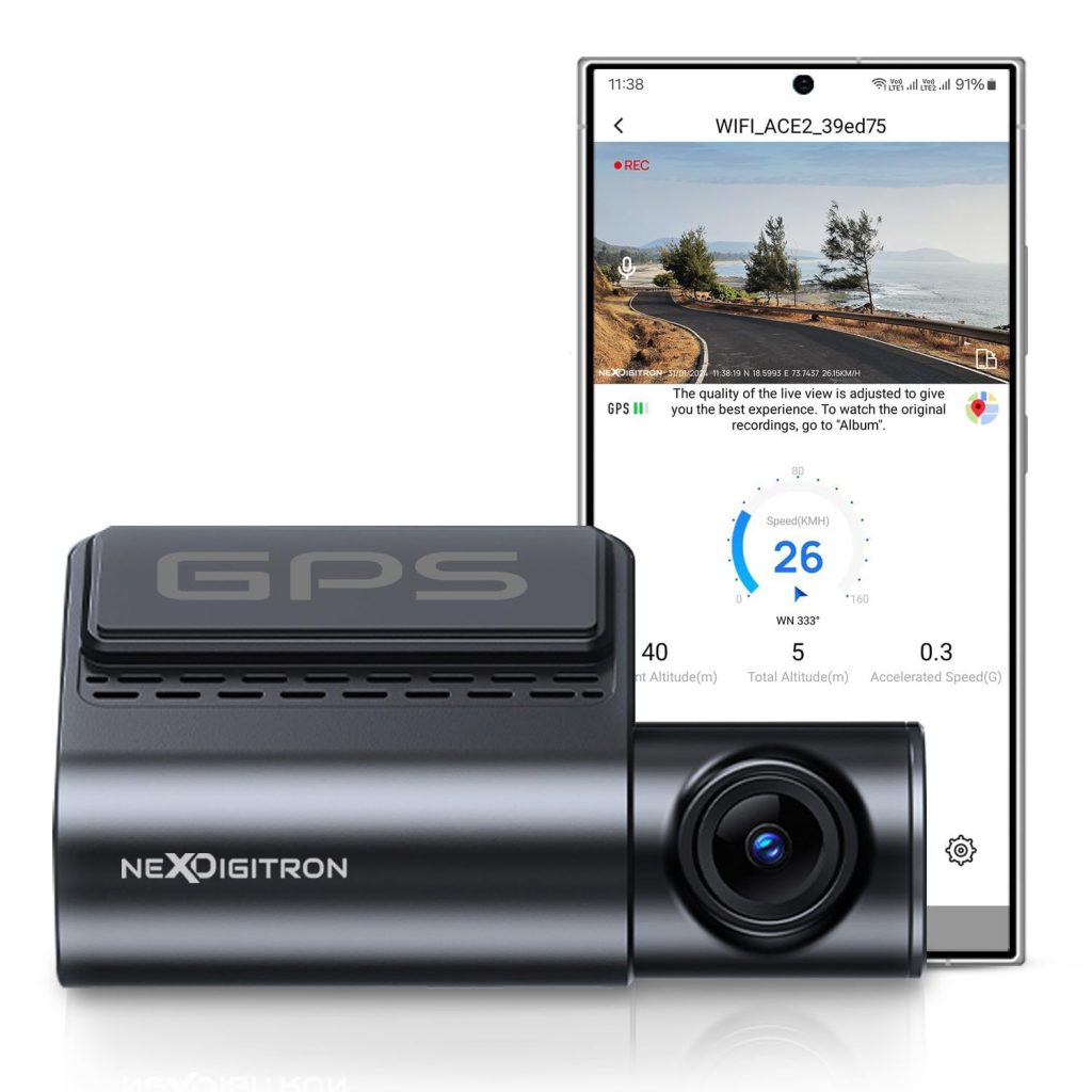 NEXDIGITRON ACE 2 Dash Camera, 2K Car Dash Cam, GPS Dash Camera for Car