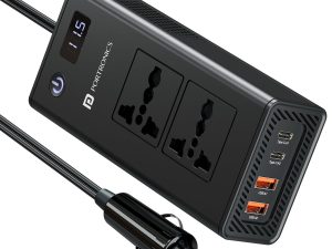 Portronics Zaptor 200W Car Inverter | Dual AC Sockets, 20W PD USB-C & 36W USB Charger