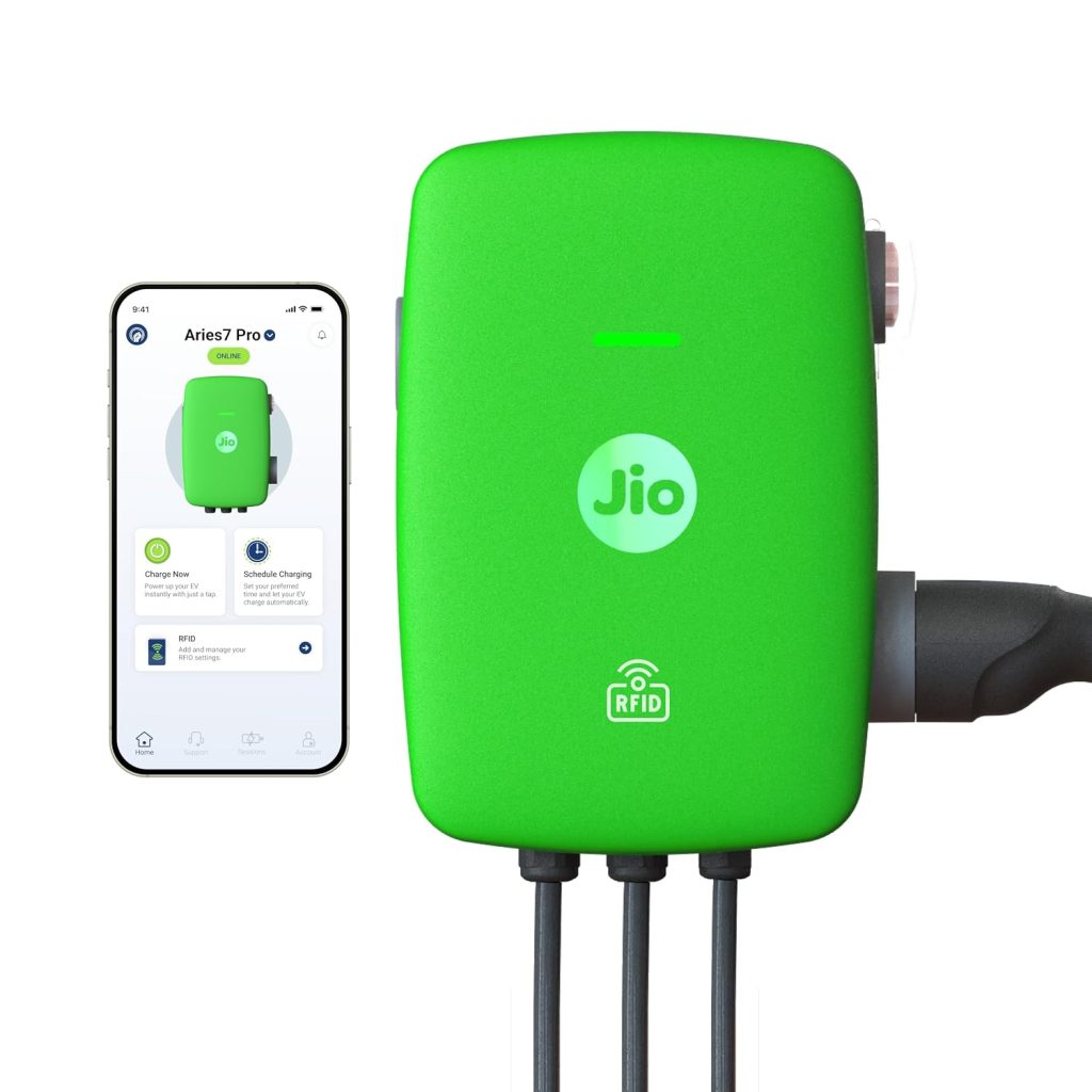 JioEV Aries 7.4kW AC Charger, Type 2, 5m Cable, WiFi & RFID