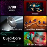 Zebronics PixaPlay 73 Android Smart Projector | 720p HD | 4K Support | WiFi | Bluetooth 81MXFuIFTfL. SL1500