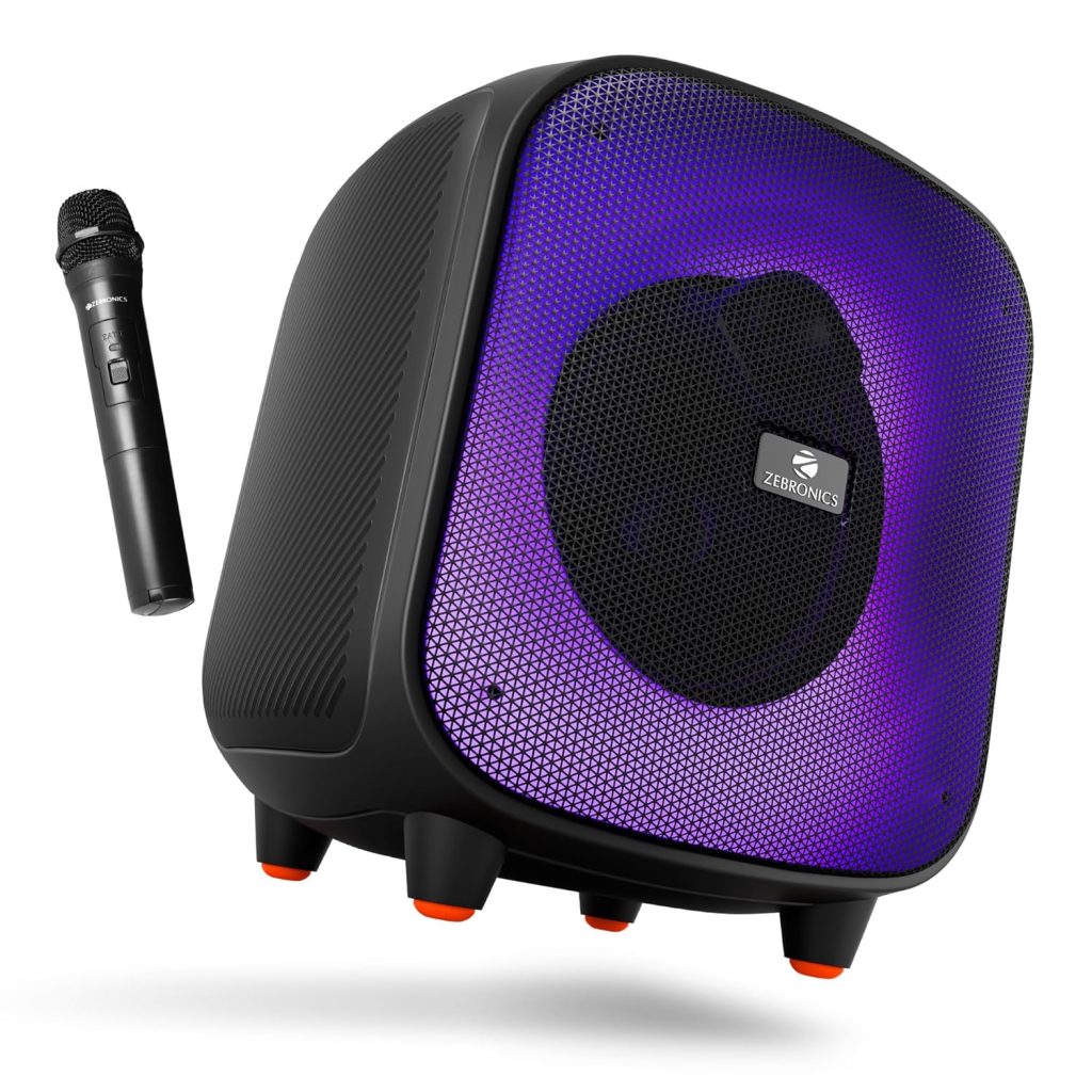 ZEBRONICS Sound Feast 800 55W Portable Bluetooth Party Speaker with Wireless Mic | Black